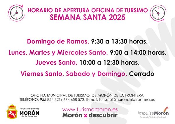 HORARIO APERTURA SEMANA SANTA OFICINA DE TURISMO